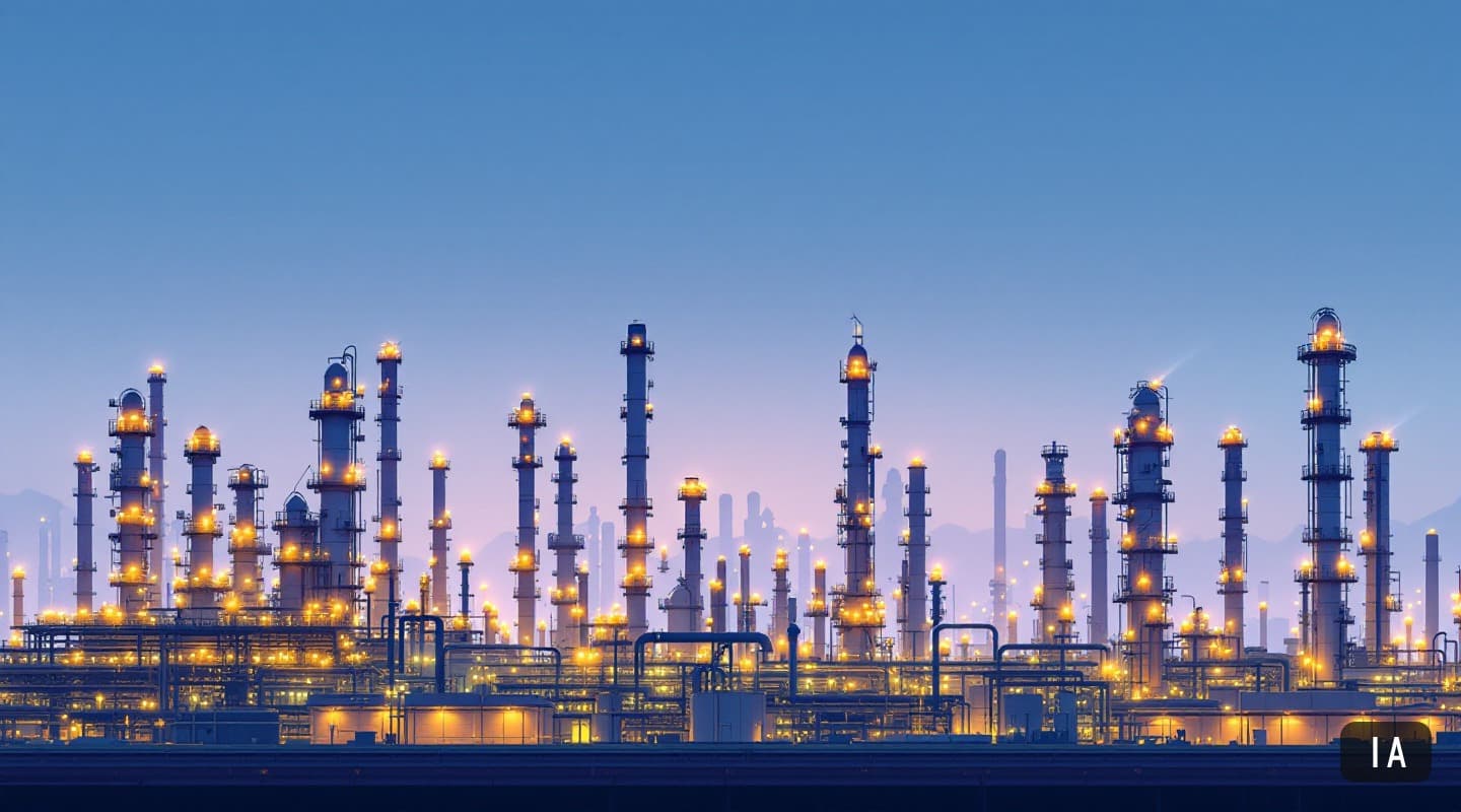 Illustration générée par IA pour : Sinopec a raffiné 113 millions de tonnes de brut et bondi de 70% à l'export chimique